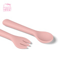 Amazon Silicone Baby Spoon Fork Eco Friendly Kids Dinnerware Sets Silicone Spoon and Fork Dinner Spoon Custom`s LOGO 36g